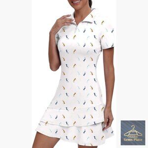 Two Piece Tennis Golf Dress with Pocket and Shorts UPF 50+ Active Wear